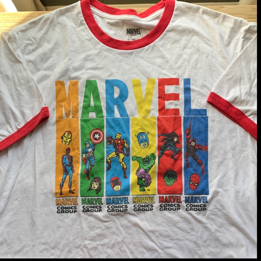 Marvel Superhero Graphic Tee with Red Accents